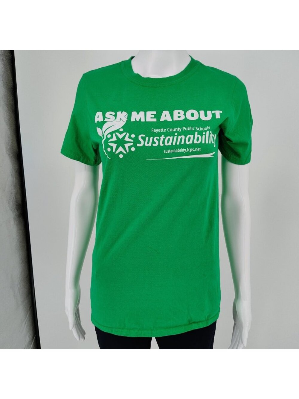 Fayette County Public Schools Green Ask Me About Sustainability T-Shirt (S)